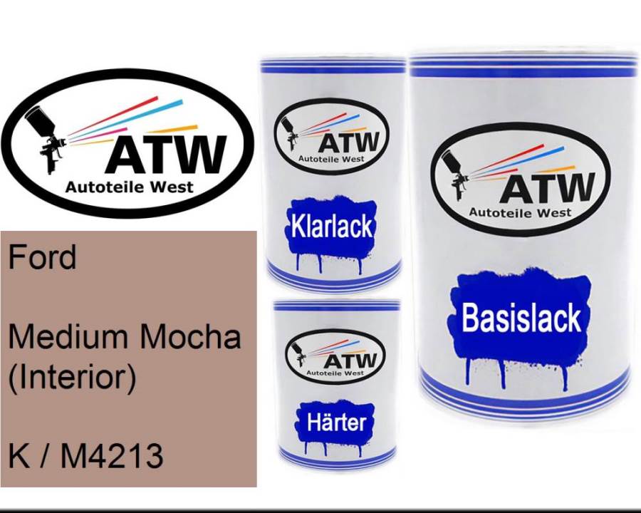 Ford, Medium Mocha (Interior), K / M4213: 500ml Lackdose + 500ml Klarlack + 250ml Härter - Set, von ATW Autoteile West.